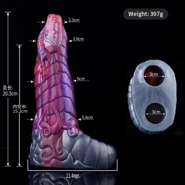 5152尺寸图 Animals Dog Penis Sleeve Large Silicone Fantasy Dragon Sheath Cock Enlargement & Extender Hollow Dildo Sex Toys For Men Cock Ring