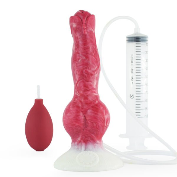 主图-01 Large Dog Knot Ejaculation Dildo With Sucker Spray Liquid Function Red Silicone Squirting Penis Sex Toys For Women Men Anal plug