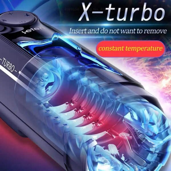 X-Turbo Male Sex Machine Sucking Masturbation Cup Moaning Automatic Piston Telescopic Sucking Masturbator Cup Heating Vibrator Sex Toys For Man