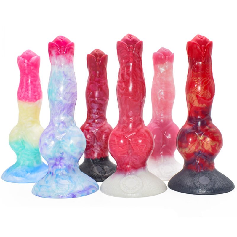 Silicone Dog Knot Dildo Suction Cup Colorful Animal Penis Sex Toys For Beginners Women Men Anal Massage Erotic Sex Products