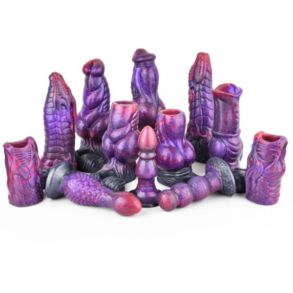 白底合集-2 Animals Dog Penis Sleeve Large Silicone Fantasy Dragon Sheath Cock Enlargement & Extender Hollow Dildo Sex Toys For Men Cock Ring