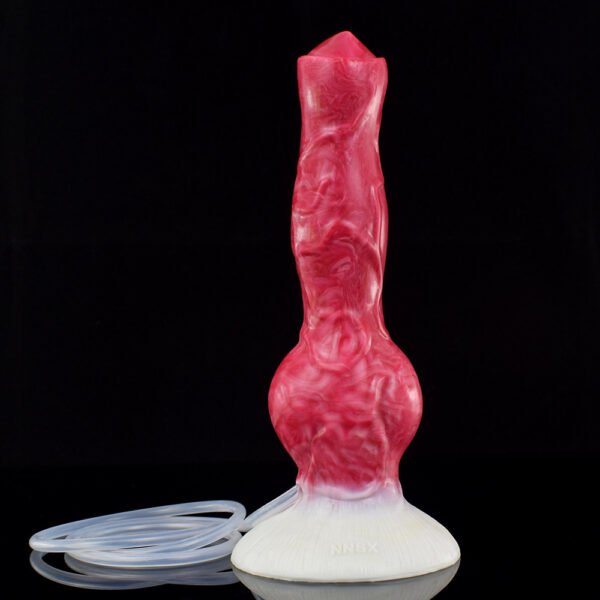 详情-06 Large Dog Knot Ejaculation Dildo With Sucker Spray Liquid Function Red Silicone Squirting Penis Sex Toys For Women Men Anal plug