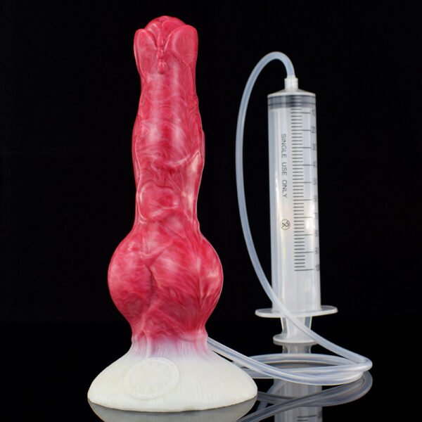 详情-08 Large Dog Knot Ejaculation Dildo With Sucker Spray Liquid Function Red Silicone Squirting Penis Sex Toys For Women Men Anal plug