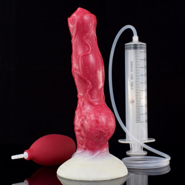 详情-10 Large Dog Knot Ejaculation Dildo With Sucker Spray Liquid Function Red Silicone Squirting Penis Sex Toys For Women Men Anal plug
