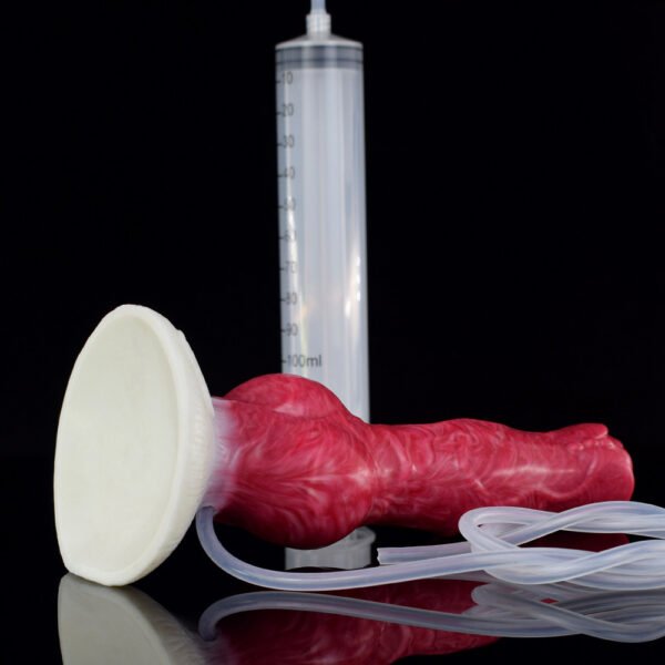 详情-11 Large Dog Knot Ejaculation Dildo With Sucker Spray Liquid Function Red Silicone Squirting Penis Sex Toys For Women Men Anal plug