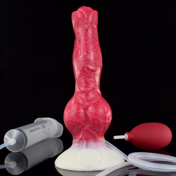 详情-12 Large Dog Knot Ejaculation Dildo With Sucker Spray Liquid Function Red Silicone Squirting Penis Sex Toys For Women Men Anal plug