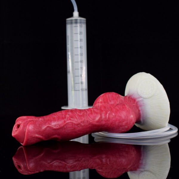 详情-14 Large Dog Knot Ejaculation Dildo With Sucker Spray Liquid Function Red Silicone Squirting Penis Sex Toys For Women Men Anal plug