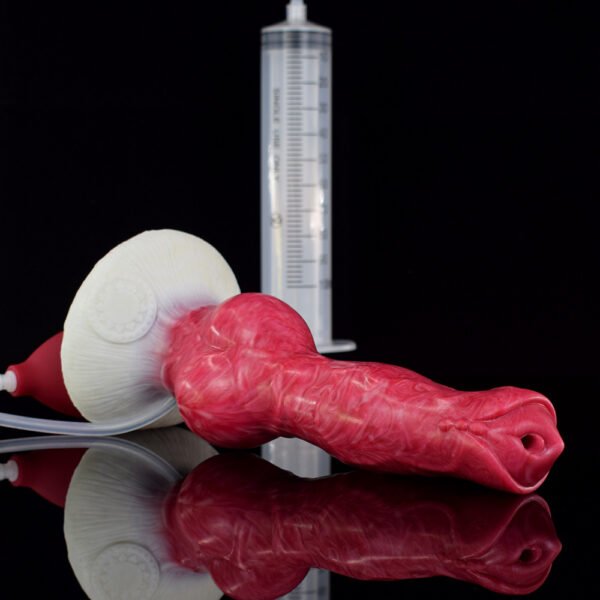 详情-17 Large Dog Knot Ejaculation Dildo With Sucker Spray Liquid Function Red Silicone Squirting Penis Sex Toys For Women Men Anal plug