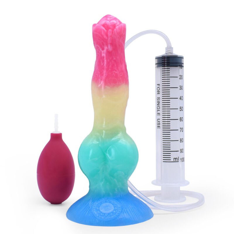 Large Dog Knot Ejaculation Dildo With Sucker Spray Liquid Function colorful Silicone Squirting Penis Sex Toys For Women Men Anal plug les (chunyu)