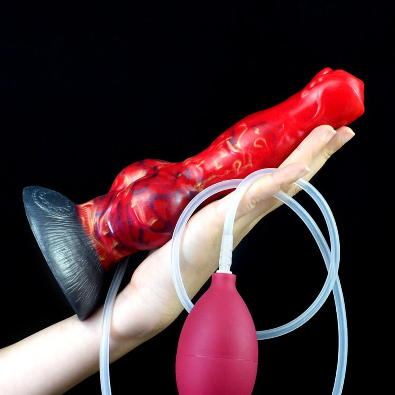 Large Dog Knot Ejaculation Dildo Suction Cup Spray Liquid Function Red Silicone Squirting Penis Sex Toys For Women Men Anal plug (houlong)