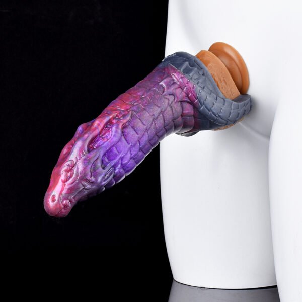 黑底 (1) Animals Dog Penis Sleeve Large Silicone Fantasy Dragon Sheath Cock Enlargement & Extender Hollow Dildo Sex Toys For Men Cock Ring