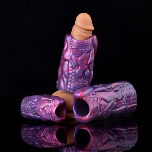黑底 (1) Male Penis Sleeves Cock Extender Realistic Penis Sleeves Enlargement Delay