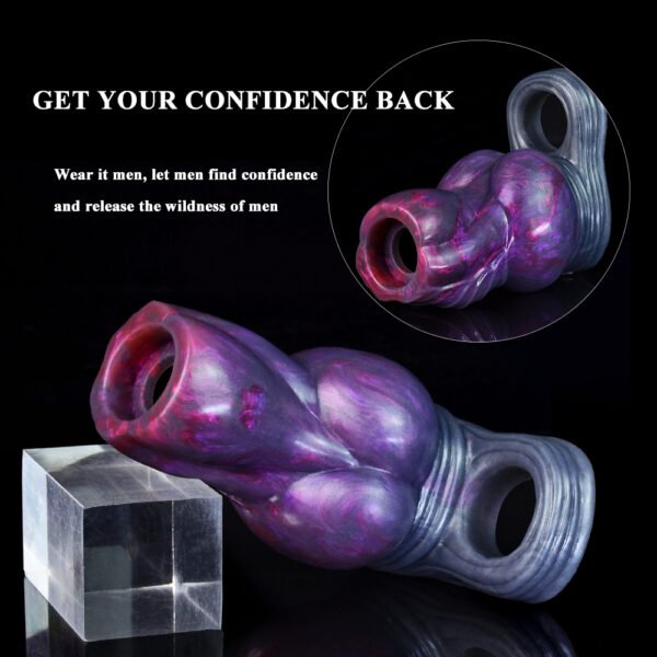 黑底 (14) Animals Dog Penis Sleeve Large Silicone Fantasy Dragon Sheath Cock Enlargement & Extender Hollow Dildo Sex Toys For Men Cock Ring