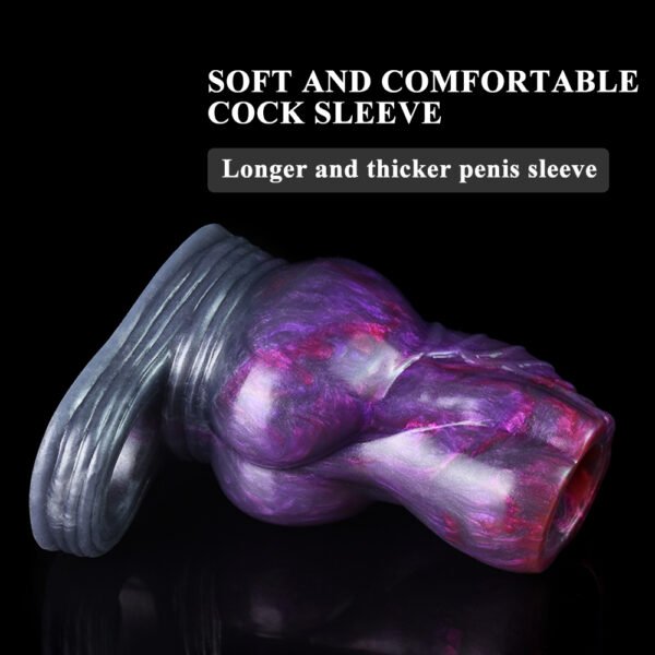 黑底 (16) Animals Dog Penis Sleeve Large Silicone Fantasy Dragon Sheath Cock Enlargement & Extender Hollow Dildo Sex Toys For Men Cock Ring