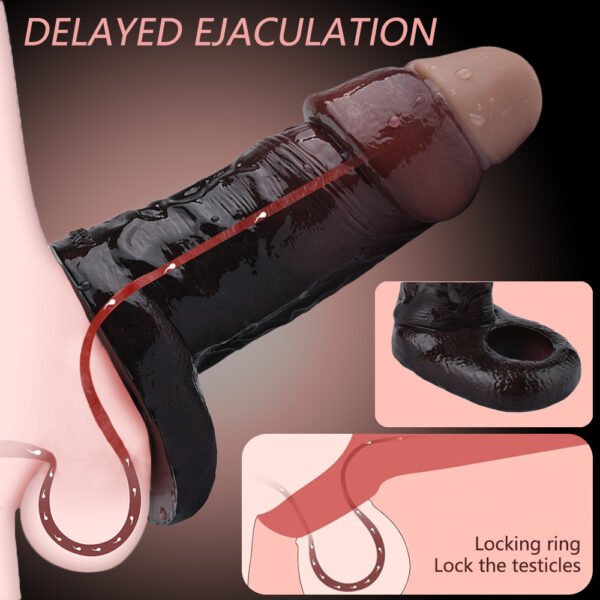 01 Cock Ring Silicone Realistic Hollow Dildo Artificial Penis Sleeve Cock Enlargement Sex Toys For Men Male Masturbator