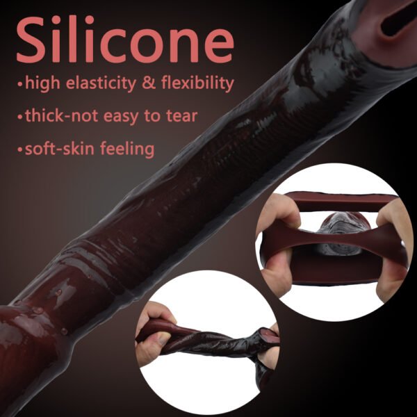 04弹性拉伸 Cock Ring Silicone Realistic Hollow Dildo Artificial Penis Sleeve Cock Enlargement Sex Toys For Men Male Masturbator