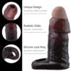 Cock Ring Silicone Realistic Hollow Dildo Artificial Penis Sleeve Cock Enlargement Sex Toys For Men Male Masturbator