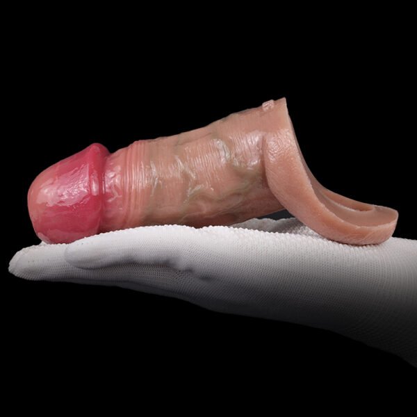 12 Cock Ring Silicone Realistic Hollow Dildo Artificial Penis Sleeve Cock Enlargement Sex Toys For Men Male Masturbator