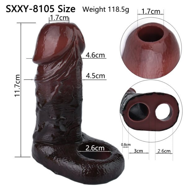 8105尺寸 Cock Ring Silicone Realistic Hollow Dildo Artificial Penis Sleeve Cock Enlargement Sex Toys For Men Male Masturbator
