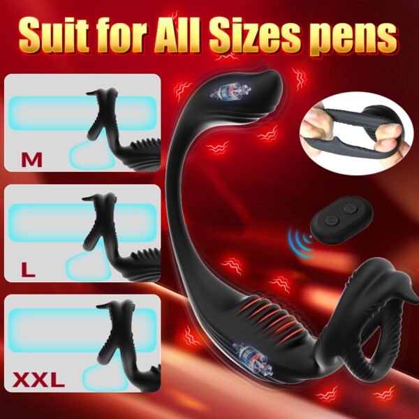 7 Frequency Vibration Male Prostate Massage with Cock Ring Wireless Remote Control Prostata Vibrator for Men Anal Sex Toys for Couples