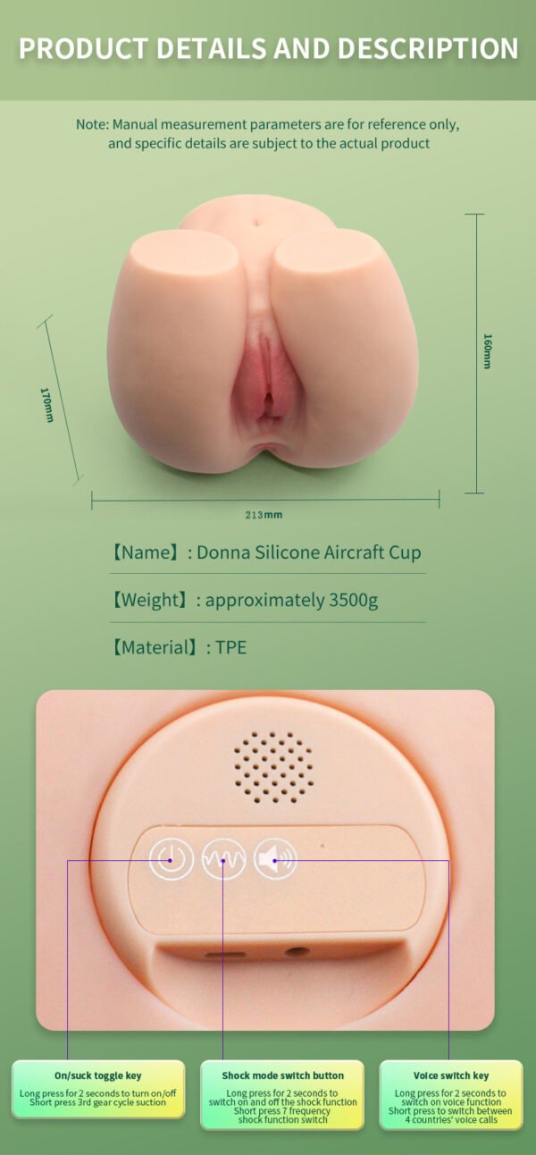 3.5Kgs Donna Silicone Big Ass Realistic Masturbator for Men Vagina Real Pussy Electric Masturbation Cup Sexual Moans Interactive Toys for Adults 18
