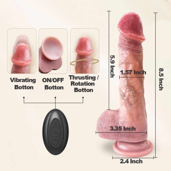 功能主图3 Wireless Remote Control Vibrating Dildo Suction Cup Type-c Rechargeable Rotation Penis 7 Speed Thrusting Vibrators Realistic for Woman