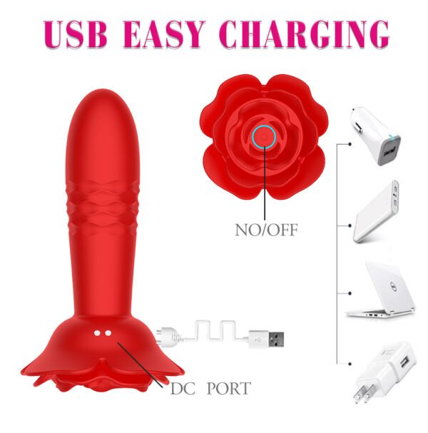 Male Prostata Massage Vibrating Sex Toys for Men Silicone Anal Plug Prostate Stimulator Wireless Remote Telescopic Rose Vibrator