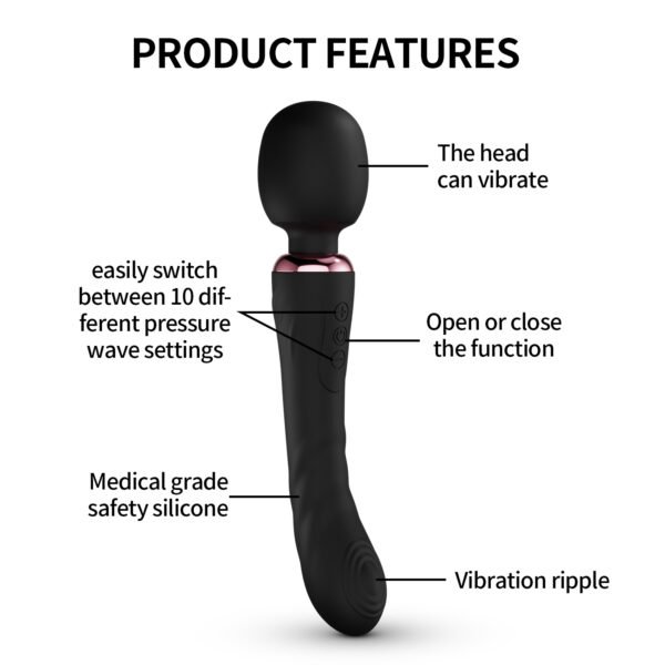 MS-221-查理_03 Double Headed Magic Wand Vibrators for Women Powerful USB Rechargeable AV Massage Stick Sex Toys for Women Sex Shop