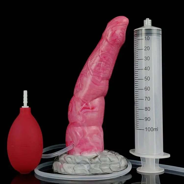 New Squirt Dildo With Suction Cup Silicone Curved Anal Plug Syringe Tube Spray Ejaculation Penis G-spot Stimulate Sex Toys Shop 主图 11
