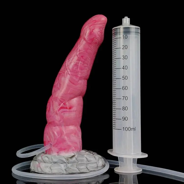 New Squirt Dildo With Suction Cup Silicone Curved Anal Plug Syringe Tube Spray Ejaculation Penis G-spot Stimulate Sex Toys Shop 主图 13