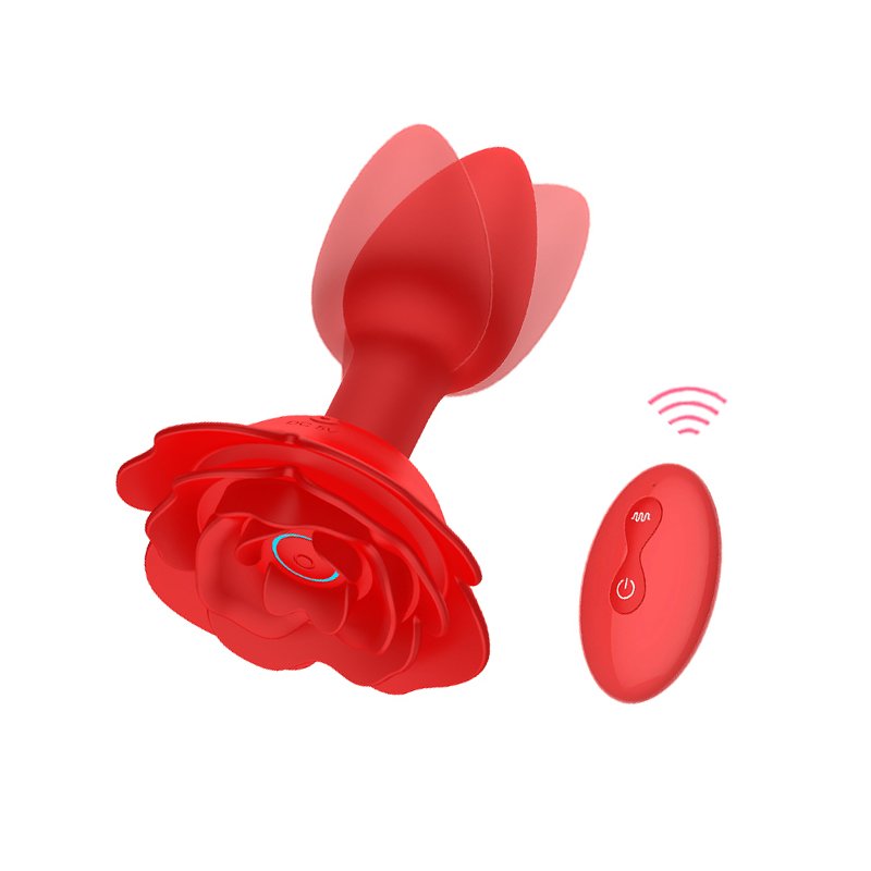 10 Speed Vibration Silicone Rose Anal Plug Wireless Remote Prostata Massage Butt Plug Anal Sex Toys Unisex Erotic Toys Sex Products 扭动震动后庭肛塞款
