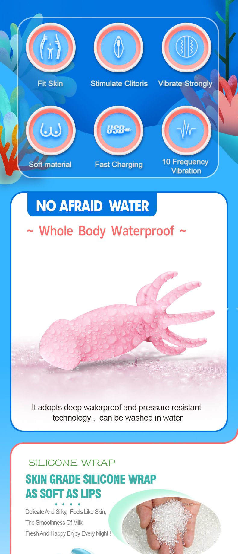 Octopus Shape Sucking Didlo Vibrator Nipple for Women 10 Frequency Butt plug Stimulator Female G-spot set Toys for Couple gay 详情页1 英文版 02