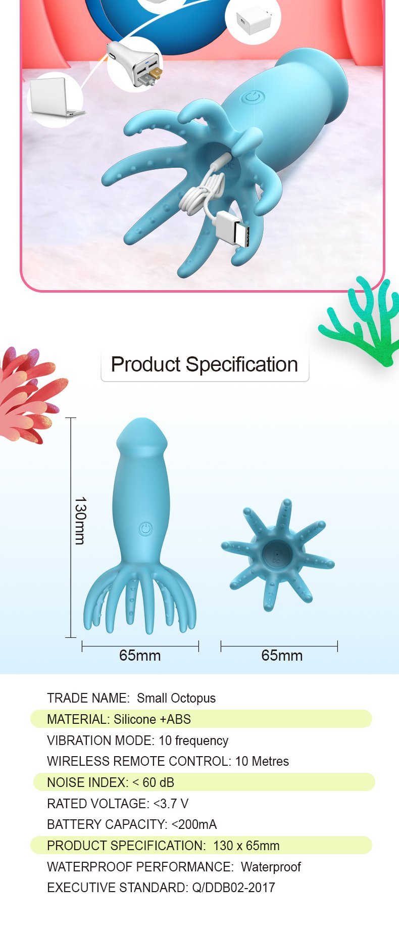 Octopus Shape Sucking Didlo Vibrator Nipple for Women 10 Frequency Butt plug Stimulator Female G-spot set Toys for Couple gay 详情页1 英文版 08