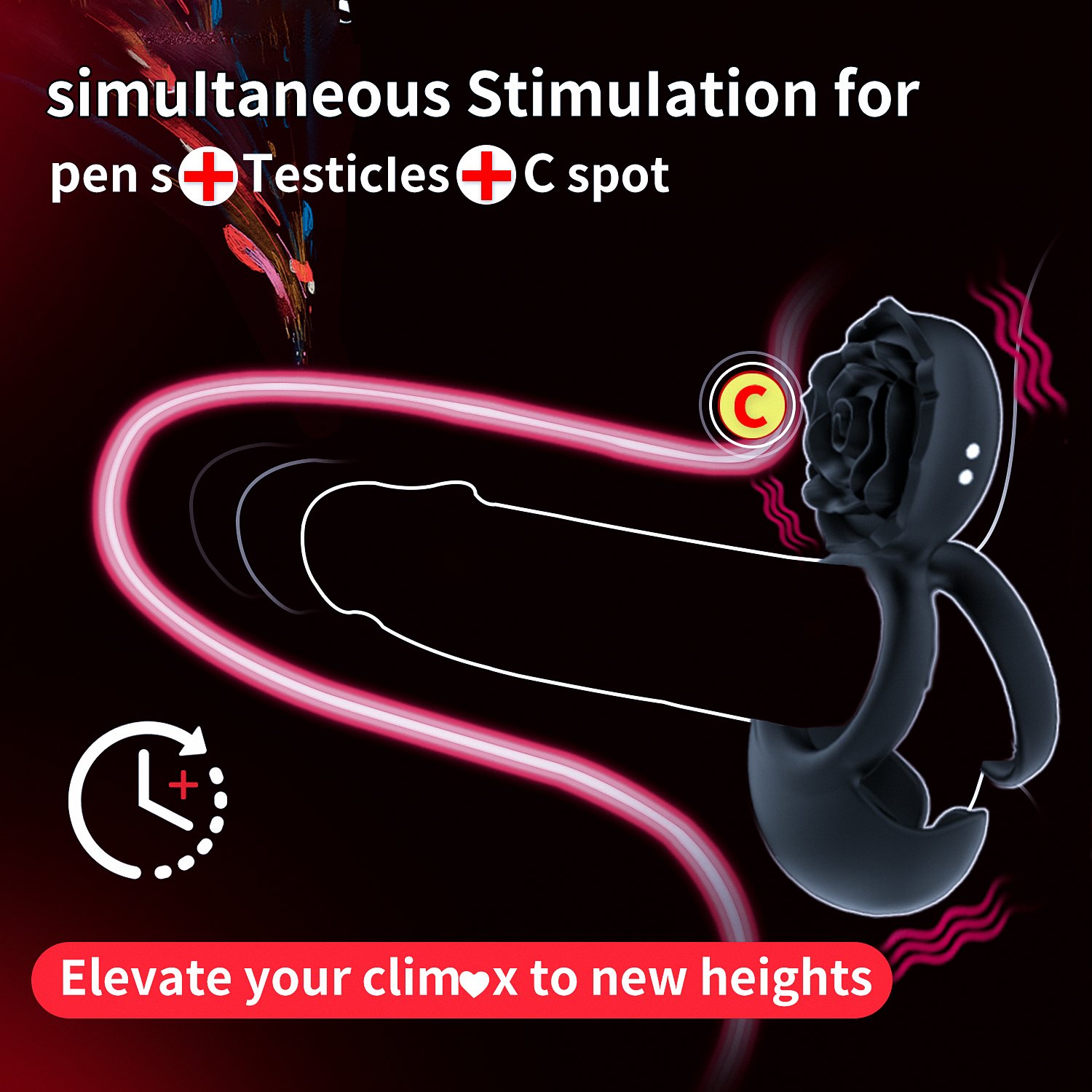 10 Frequency Men Delay Ejaculation Ring Rose Penis Vibrator Women Clitoris Stimulator Massage Sex Toys for Couples 2 1