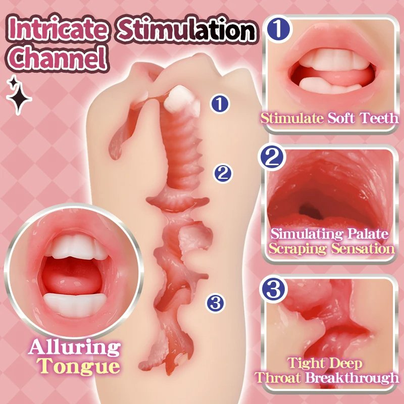 YUU Realistic Mouth Mastrubator for Male Oral Blowjob Sucking Simulator Deep Throat with Tongue Tooth Masturbation Adult Sex Toy Main 03 4