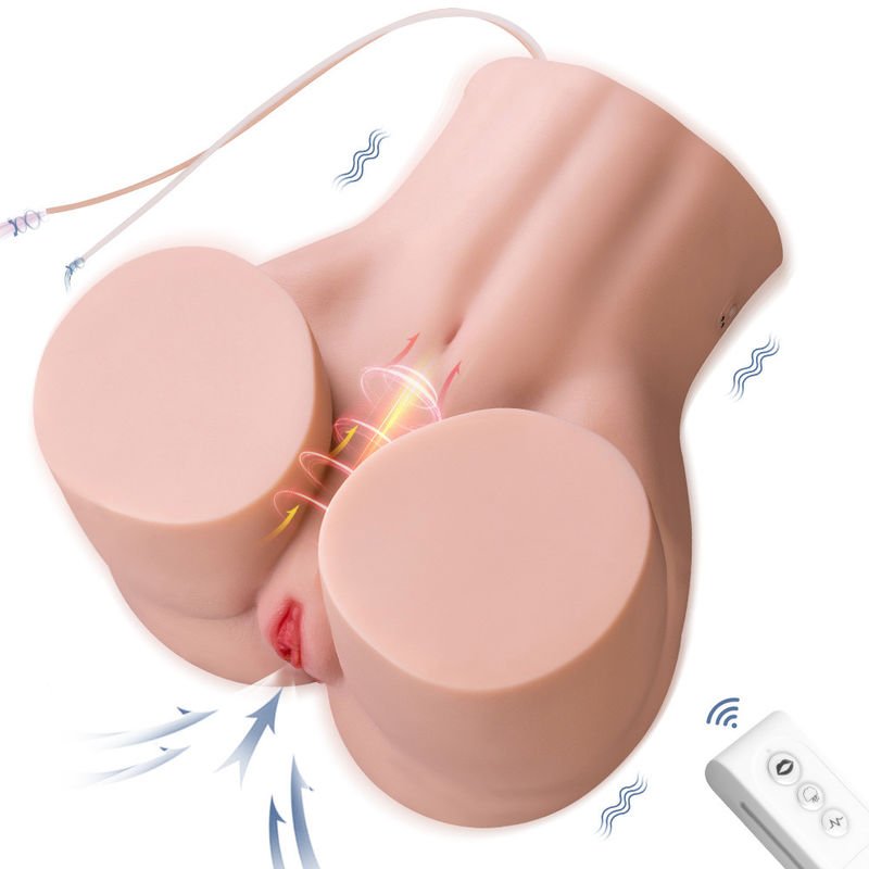 Remote Control Vibrating Sucking Masturbator 24lb big hip half-body toy with 5 vibration and sucking modes